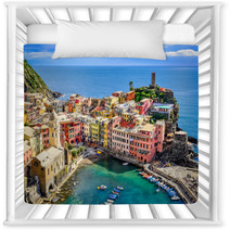 Scenic View Of Ocean And Harbor In Colorful Village Vernazza Nursery Decor 56857806