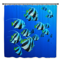 Schooling Bannerfish In Blue Water Bath Decor 44035561