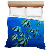 Schooling Bannerfish In Blue Water Bedding 44035561