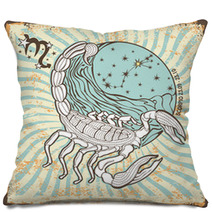 Scorpio Zodiac Sign.Vintage Horoscope Card Pillows 64811753