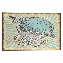 Scorpio Zodiac Sign.Vintage Horoscope Card Rugs 64811753