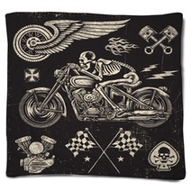 Scratchboard Motorcycle Elements Blankets 132084225