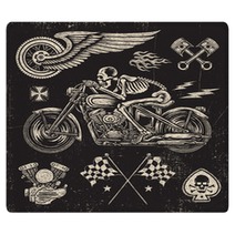 Scratchboard Motorcycle Elements Rugs 132084225