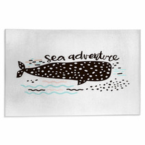Sea Adventure Hand Drawn Creative Print With Whale Childish Print For Nursery Kids Apparel Poster Postcard Vector Illustration Rugs 178560686