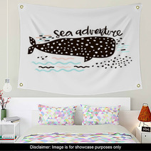 Sea Adventure Hand Drawn Creative Print With Whale Childish Print For Nursery Kids Apparel Poster Postcard Vector Illustration Wall Art 178560686