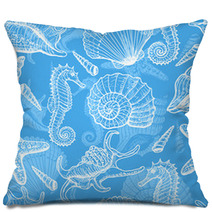 Sea Hand Drawn Seamless Pattern Pillows 42945080