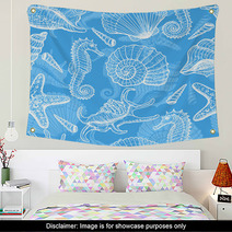 Sea Hand Drawn Seamless Pattern Wall Art 42945080