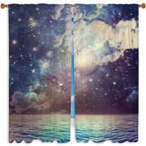 Sea ??in The Starry Night Window Curtains 56968916