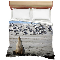 Sea Lion Resting On A Beach Bedding 89082887
