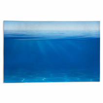 Sea Or Ocean Water Surface With Underwater Split By Waterline Rugs 57475976