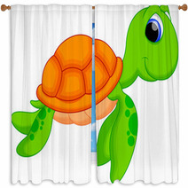 Sea Turtle Cartoon Window Curtains 60223984