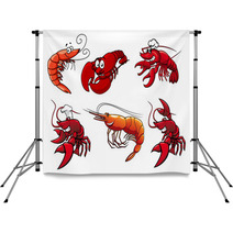 Seafood Characters Of Shrimp, Prawns And Lobsters Backdrops 71116137