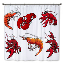 Seafood Characters Of Shrimp, Prawns And Lobsters Bath Decor 71116137