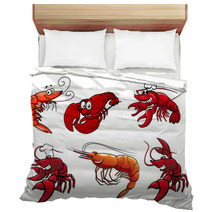 Seafood Characters Of Shrimp, Prawns And Lobsters Bedding 71116137