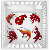 Seafood Characters Of Shrimp, Prawns And Lobsters Nursery Decor 71116137