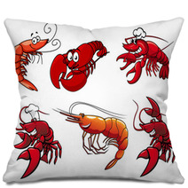 Seafood Characters Of Shrimp, Prawns And Lobsters Pillows 71116137