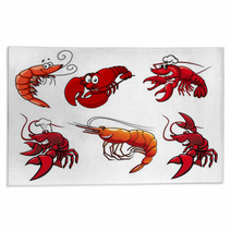 Seafood Characters Of Shrimp, Prawns And Lobsters Rugs 71116137