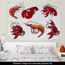 Seafood Characters Of Shrimp, Prawns And Lobsters Wall Art 71116137