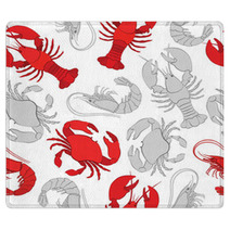 Seafood. Lobster, Crab And Prawn Rugs 80477598