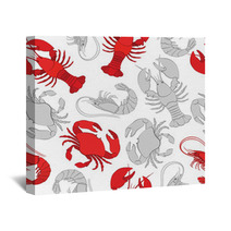 Seafood. Lobster, Crab And Prawn Wall Art 80477598