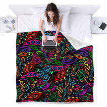Seamless Abstract Hand-drawn Waves Pattern Blankets 59224514