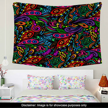 Seamless Abstract Hand-drawn Waves Pattern Wall Art 59224514