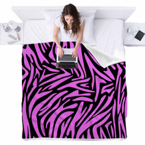Seamless Animal Skin Pattern. Zebra Pink Print. Blankets 80093044