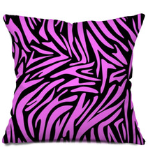 Seamless Animal Skin Pattern. Zebra Pink Print. Pillows 80093044