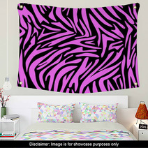 Seamless Animal Skin Pattern. Zebra Pink Print. Wall Art 80093044