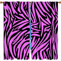 Seamless Animal Skin Pattern. Zebra Pink Print. Window Curtains 80093044