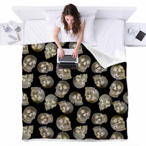 Seamless Background From Human Skulls Blankets 70384080