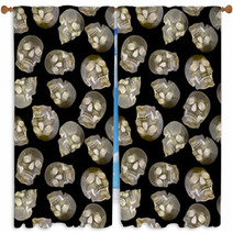 Seamless Background From Human Skulls Window Curtains 70384080