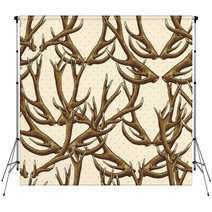 Seamless Background With Deer Antlers Backdrops 61968909