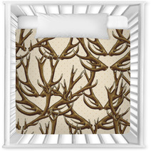 Seamless Background With Deer Antlers Nursery Decor 61968909
