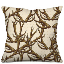 Seamless Background With Deer Antlers Pillows 61968909