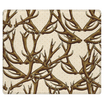 Seamless Background With Deer Antlers Rugs 61968909