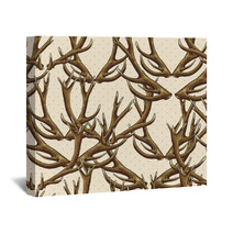 Seamless Background With Deer Antlers Wall Art 61968909