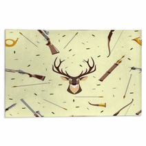 Seamless Background With Deer Head Hunting Equipment And Weapon Rugs 71807714