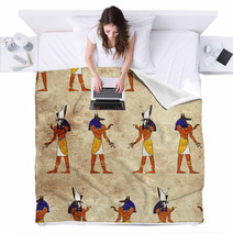 Seamless Background With Egyptian Gods Images Blankets 59468130