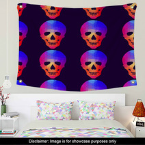 Seamless Background With Geometric Skull Wall Art 69565151