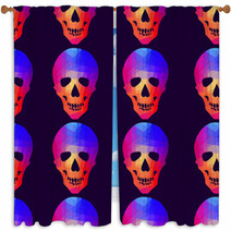 Seamless Background With Geometric Skull Window Curtains 69565151