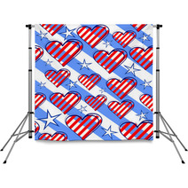 Seamless Background With Hearts And Stars In The Blue Bar Backdrops 52413312