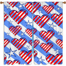 Seamless Background With Hearts And Stars In The Blue Bar Window Curtains 52413312