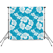 Seamless Background With Hibiscus Flower Hawaiian Patterns Backdrops 46928242