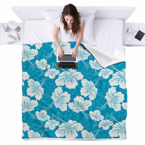 Seamless Background With Hibiscus Flower Hawaiian Patterns Blankets 46928242