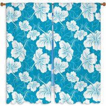 Seamless Background With Hibiscus Flower Hawaiian Patterns Window Curtains 46928242