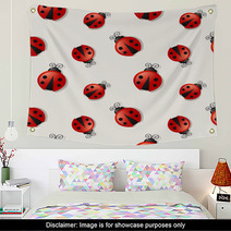 Seamless Background With Ladybugs. Vector Illustration. Wall Art 65979114