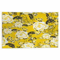 Seamless Background With Roses And Butterflies Rugs 60753513