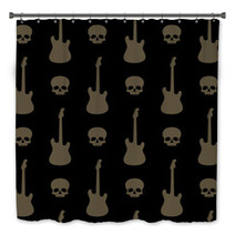 Seamless Background With Skulls And Guitars Bath Decor 56023242