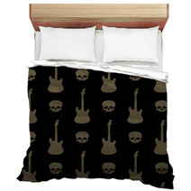 Seamless Background With Skulls And Guitars Bedding 56023242